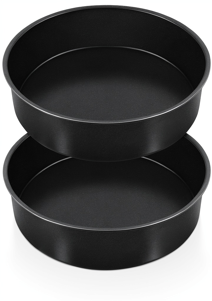 P&P CHEF round cake pans displaying nonstick surface and sturdy construction