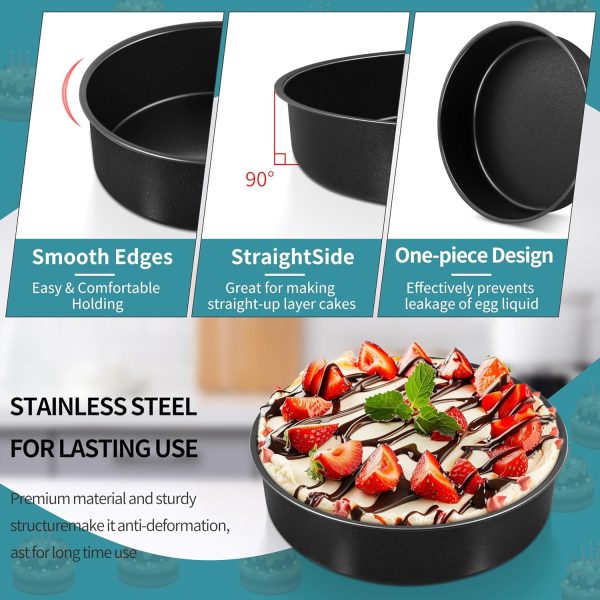 P&P CHEF Round Cake Pans Stainless Steel Nonstick Set of 4-2