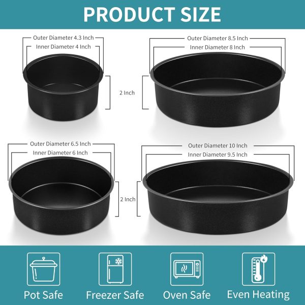 P&P CHEF Round Cake Pans Stainless Steel Nonstick Set of 4-1