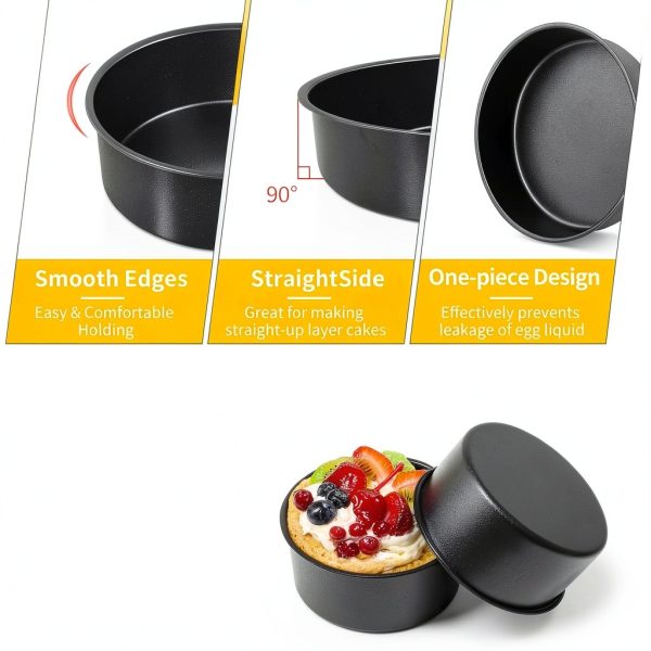 P&P CHEF 4 Inch Round Cake Pans Nonstick Stainless Steel-2