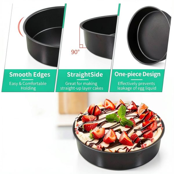 P&P CHEF Round Cake Pans Nonstick Stainless Steel Core Set-2
