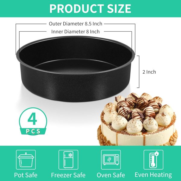 P&P CHEF Round Cake Pans Nonstick Stainless Steel Set of 4-1