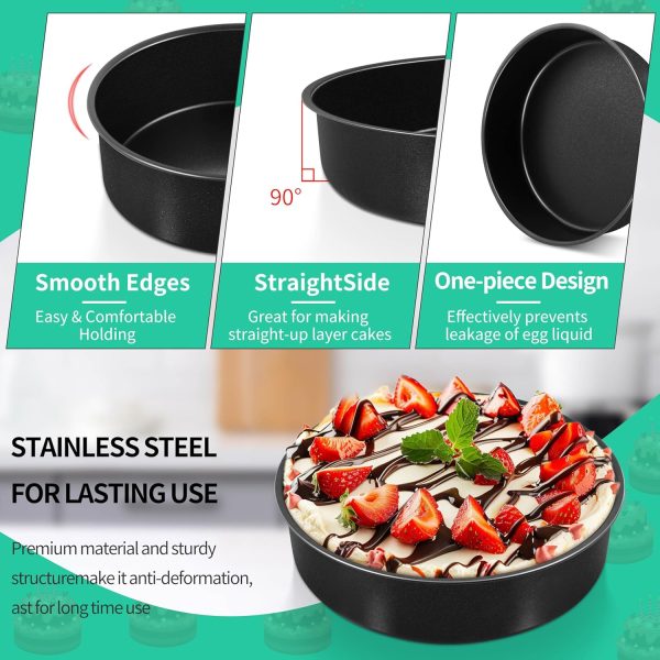 P&P CHEF Round Cake Pans Nonstick Stainless Steel Set of 4-2