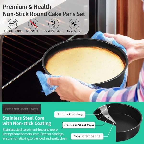 P&P CHEF Round Cake Pan Nonstick Oven Safe Stainless Steel-4
