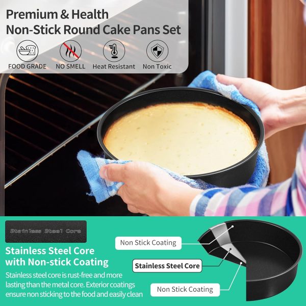 P&P CHEF Round Cake Pans Nonstick Stainless Steel Set of 4-4