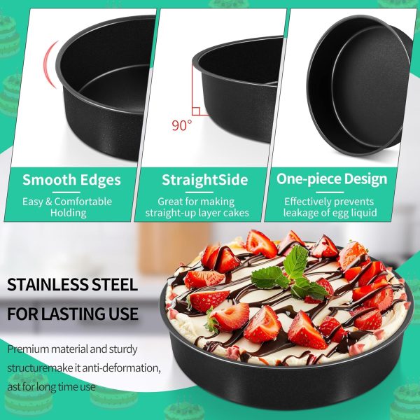 P&P CHEF Round Cake Pan Nonstick Oven Safe Stainless Steel-2