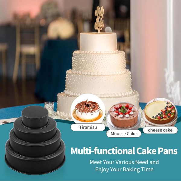 P&P CHEF Round Cake Pans Stainless Steel Nonstick Set of 4-6