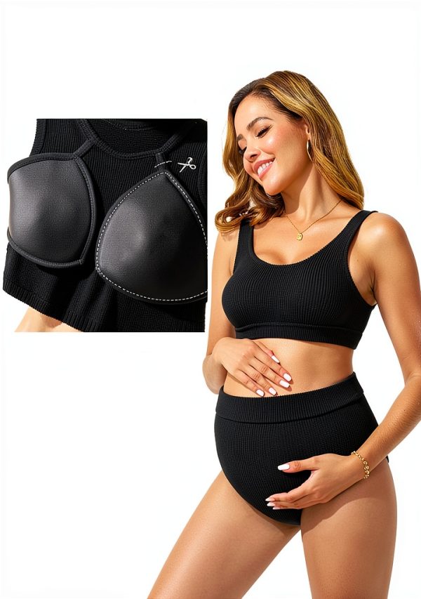Summer Mae Seamless Maternity Bikini Swimsuit Size Ribbed High Waist-4