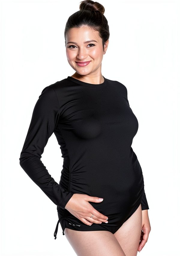 Oceanlily UV Protection 50 UPF Maternity Swim Shirt Black XL-1