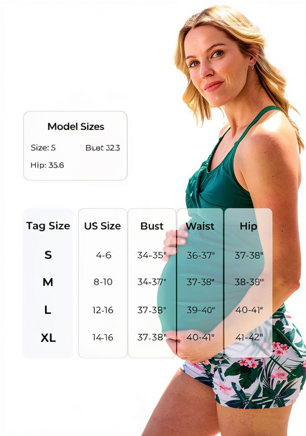 MiYang Maternity Tankini Swimsuit Criss Cross Back Bathing Suit Ruched Tie Side Pregnancy Swimwear Two Piece-5