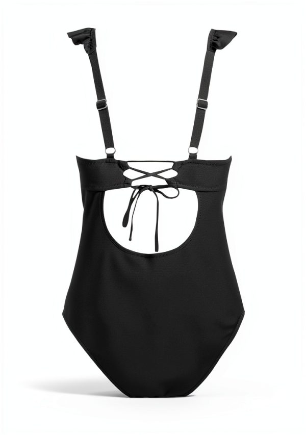 CUPSHE Women Maternity One Piece Swimsuit Deep V Neck Ruffle Back-5